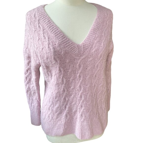 Vince Wool Alpaca Cable Knit Sweater Pink Feminine Soft Girl Quiet Luxury-M/L - Picture 7 of 13